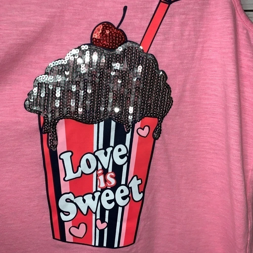 NWOT Justice “Love Is Sweet” Cupcake Tank Top
